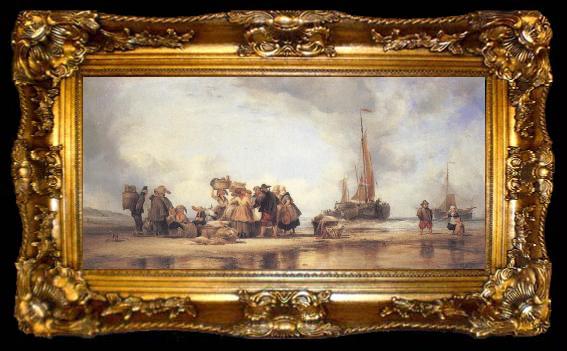 framed  Edward William Cooke Scheveningen Beach, ta009-2